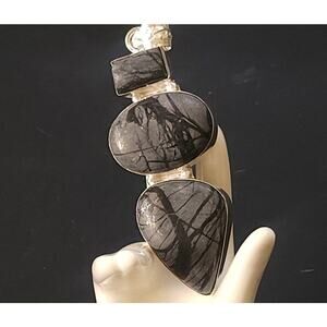 Spiderweb Jasper Sterling Silver Pendant Necklace - Mystical Elegance